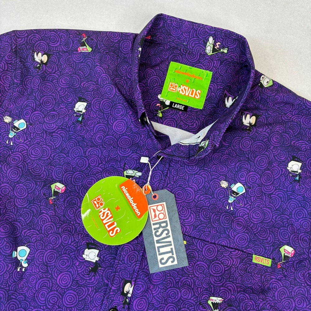 RSVLTS Invader Zim Shirt Mens Large Purple KUNUFLEX Short Sleeve Nickelodeon NEW
